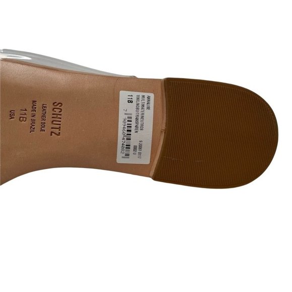 NIB SCHUTZ CLEARLY LEATHER FLAT BEIGE POINTY SLIP ON / FLAT MULE SHOES  … - Picture 7 of 10